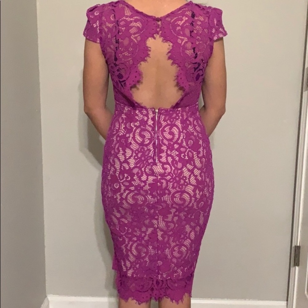 Lacey Sheath Dress in Fuchsia